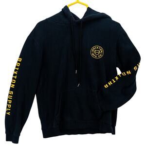 Brixton Supply Men’s M Pullover Hoodie Black Graphic Logo Streetwear Skatewear